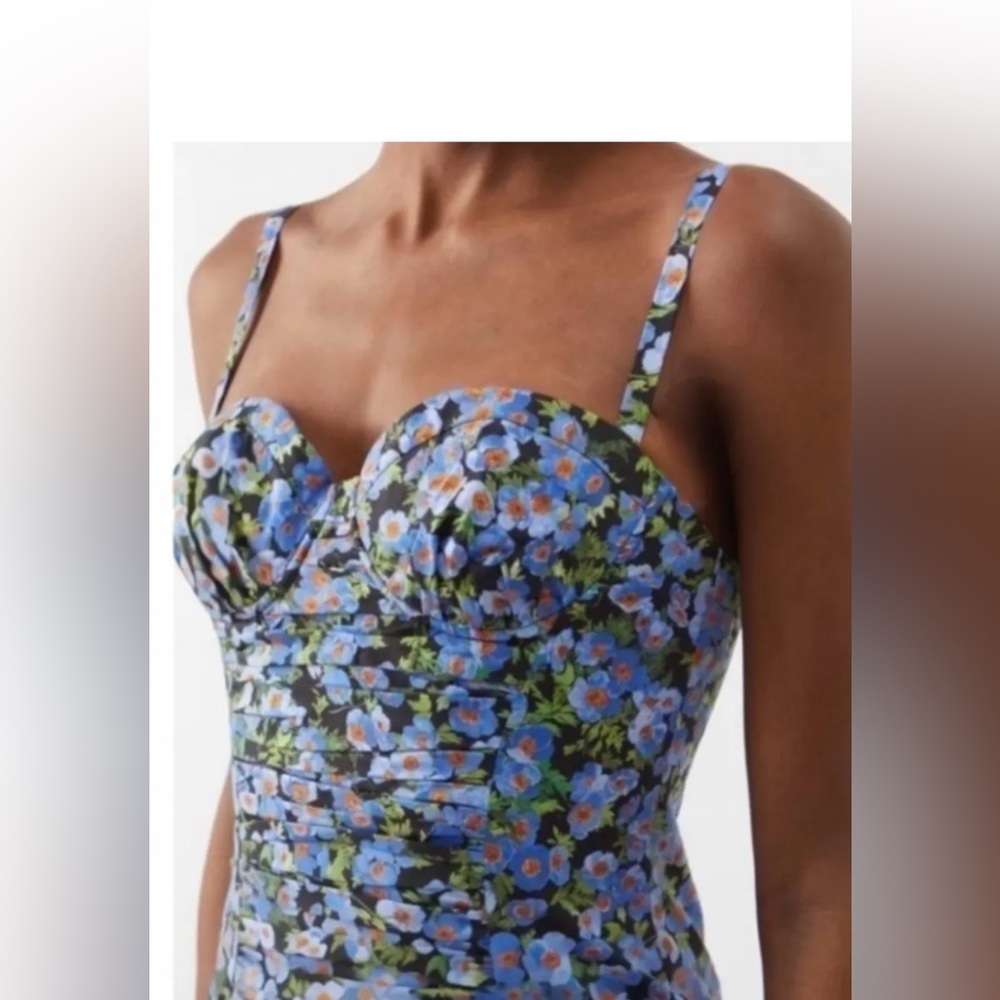 Carolina Herrera Blue and Green Floral Dress - Picture 5 of 14